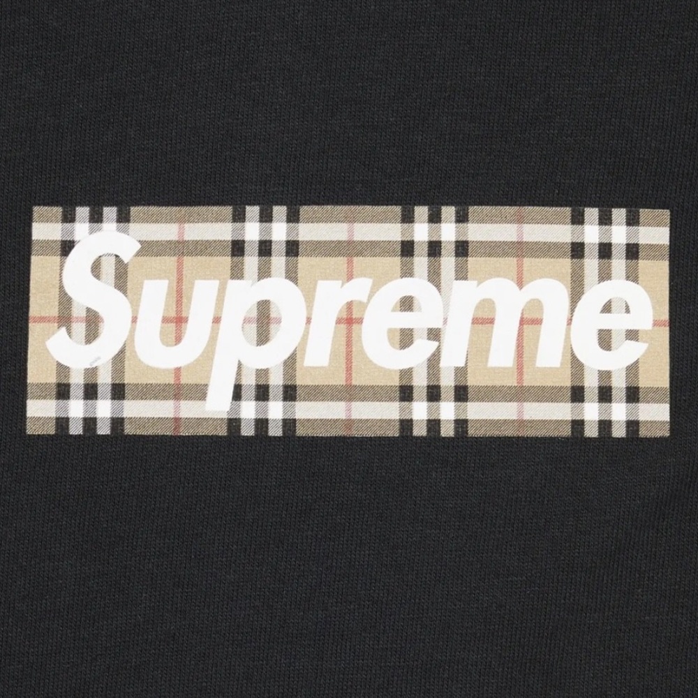 Supreme x Burberry Box Logo Tee 'Black'